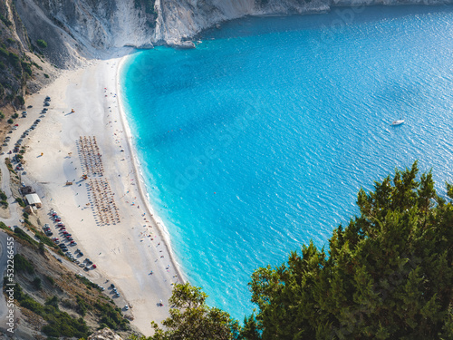 Stunning view over Myrtos Beach in Kefalonia, Greece. photo