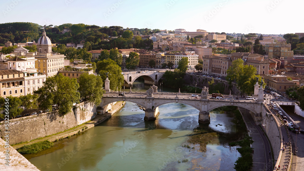 View over the roofs of Rome and the Tiber River