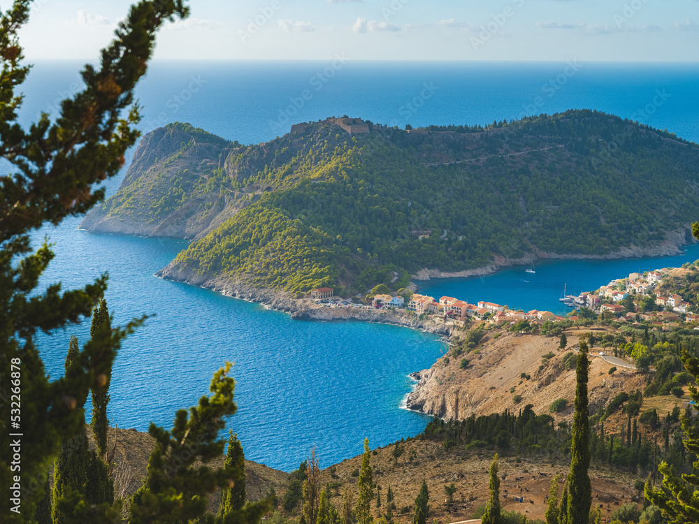 Beautiful view over Assos peninsula in Kefalonia, Greece