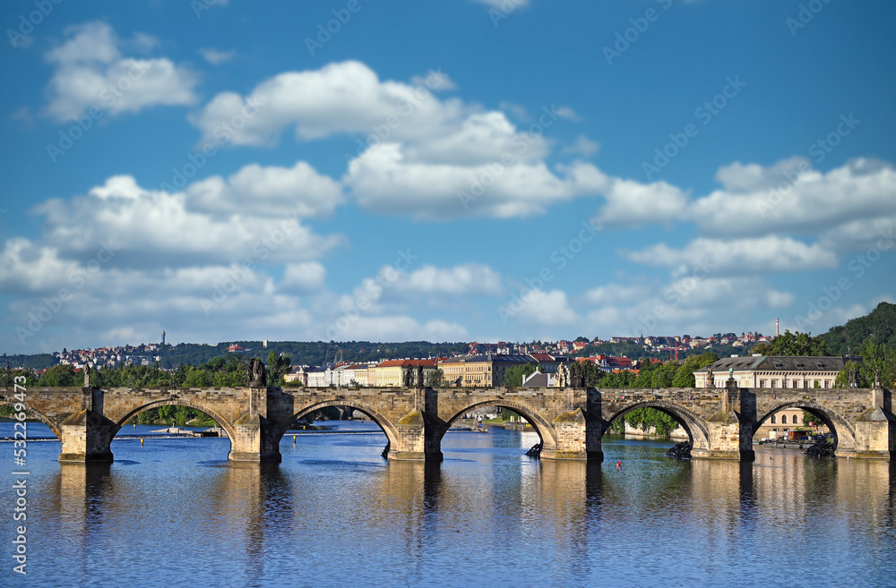 Charles bridge over Vltava river in Prague Czech republic
