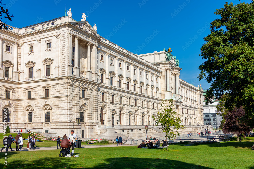 Hofburg palace and Burggarten park in Vienna, Austria