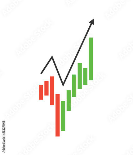 Bull Market, Stock Market, Stock Market Exchange, Recession, Economy, Inflation Illustration, Money Sign Arrow Bar Graph Icon Vector Illustration Background