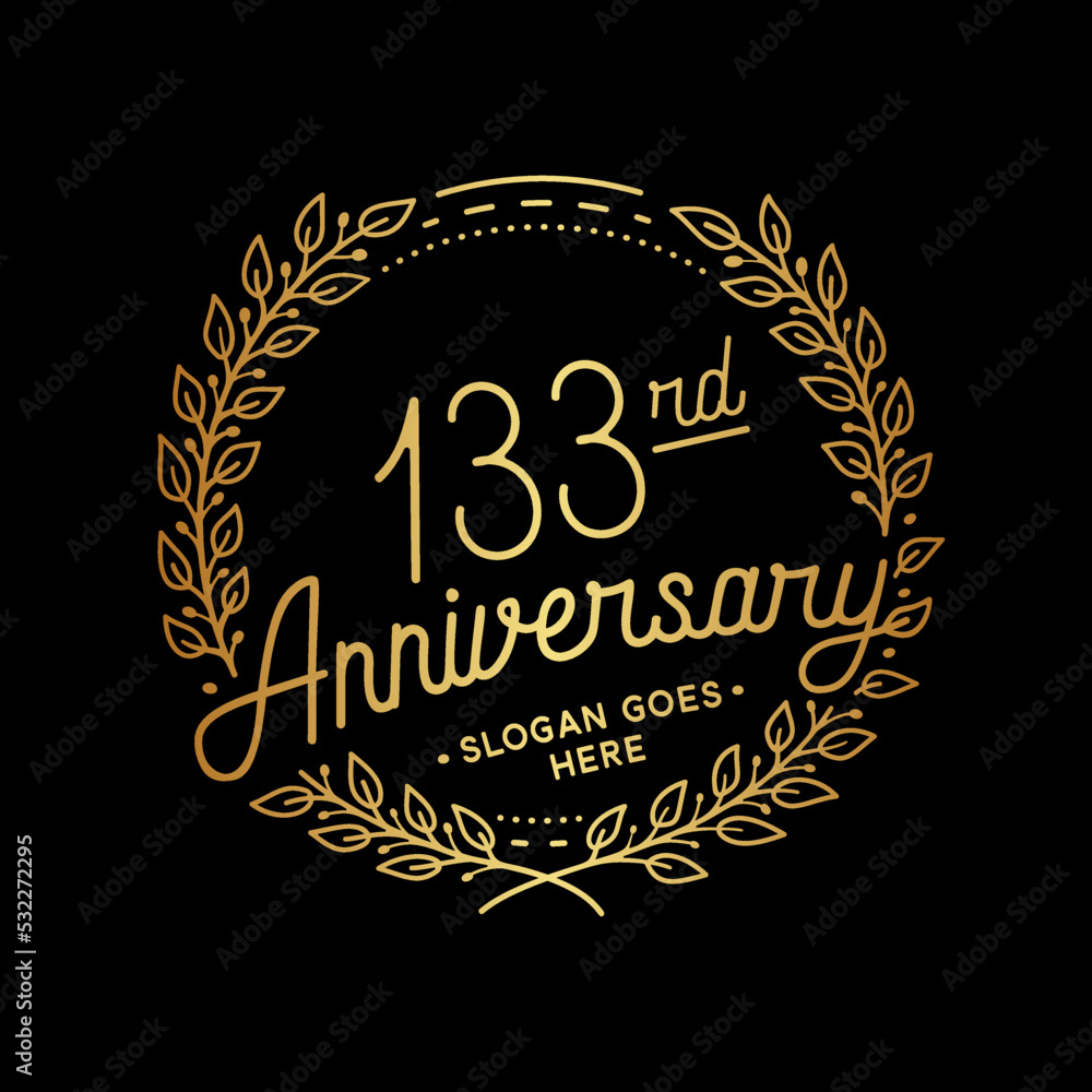 133 years anniversary celebrations design template. 133rd logo. Vector and illustrations. 