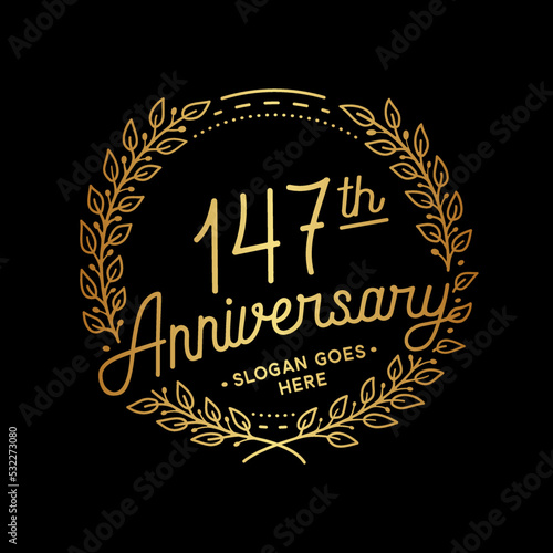 147 years anniversary celebrations design template. 147th logo. Vector and illustrations. 