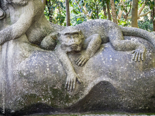 Indonesia  Bali  Ubud. Statue in Bali Sacred Monkey Forest.