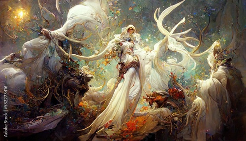 Faceless Goddess. Ghost. god. god of fire. Fantasy. Concept Art Scenery. Illustration. CG Artwork Background photo