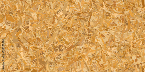 Seamless pattern of OSB building panels from wooden chips. Plywood vector texture. Oriented particle board background. Sheet of fibreboard with fragments of compressed sawdust.