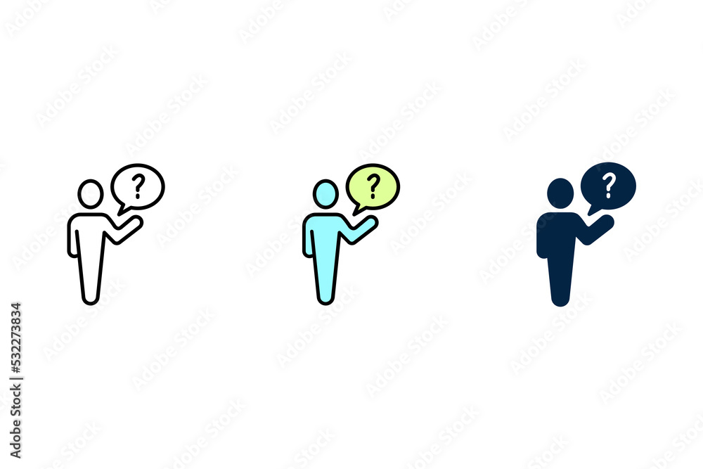 person asking question concept line icon. Simple element illustration. person asking question concept outline symbol design. person asking question concept line icon. Simple element illustration. person asking question concept outline symbol design.