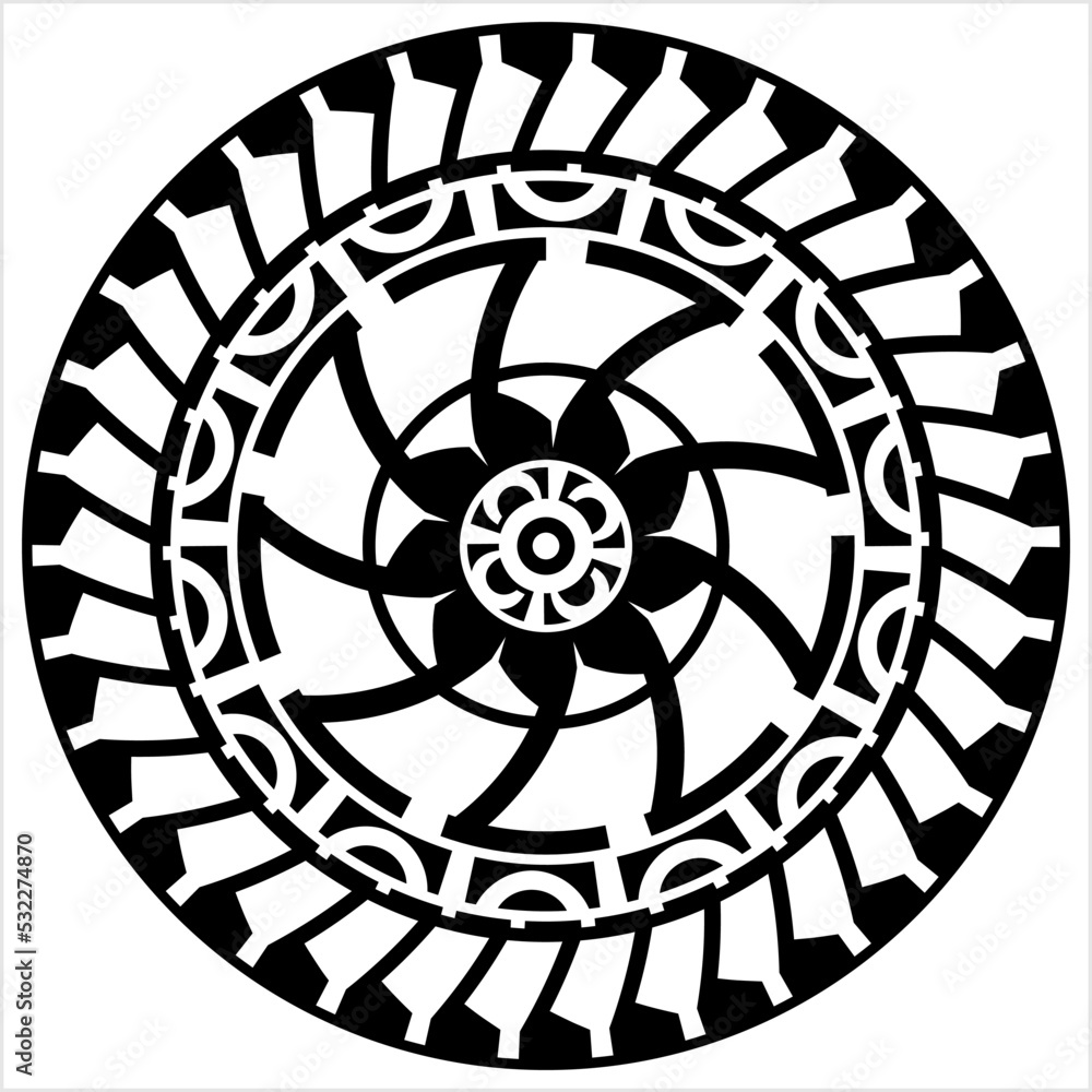 Polynesian Style Circular Shape Tattoo M_2209030