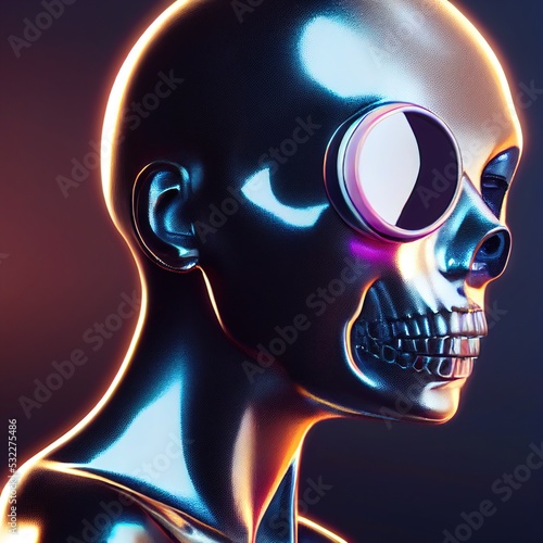 3D render of the abstract robot skull