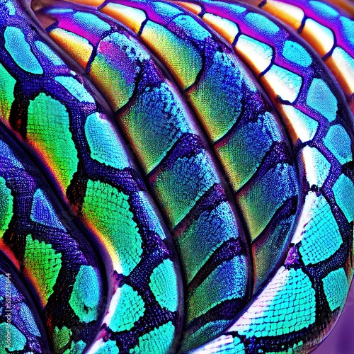 Iridescent snake skin photo