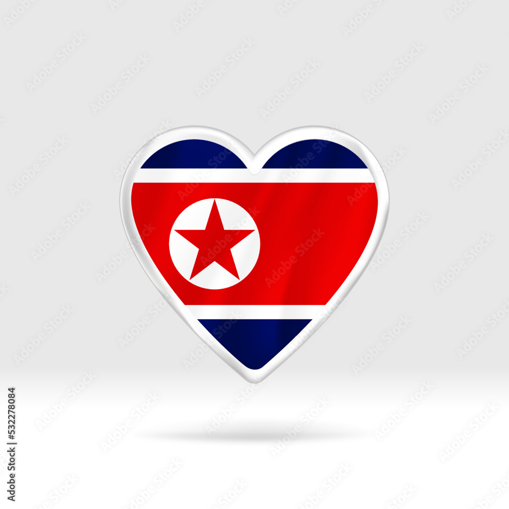 Heart from North Korea flag. Silver button star and flag template. Easy editing and vector in groups. National flag vector illustration on white background. Heart from North Korea flag. Silver button star and flag template. Easy editing and vector in groups. National flag vector illustration on white background.