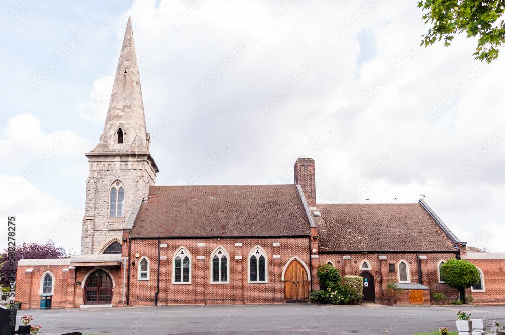 Fototapeta premium London, England, UK - September 11, 2022: Manor Park Cemetery & Crematorium has two chapels, one for burial services and one for cremation services in Manor Park, East London