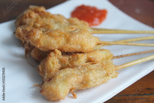 Sempolan or sempol is a kind of fried food made from tapioca flour.  The name sempol is taken from the place where this snack comes from a village in Malang Regency, East Java Province photo