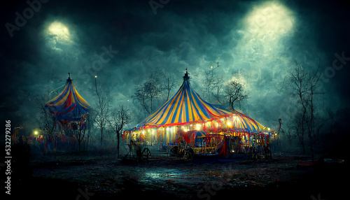 halloween eerie haunted circus, created with generative ai