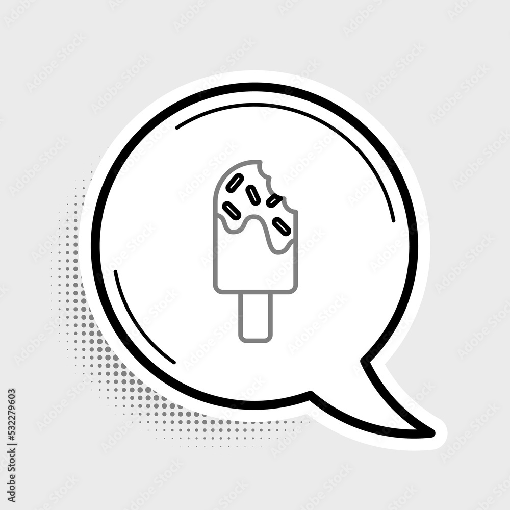 Line Ice cream icon isolated on grey background. Sweet symbol. Colorful outline concept. Vector Line Ice cream icon isolated on grey background. Sweet symbol. Colorful outline concept. Vector