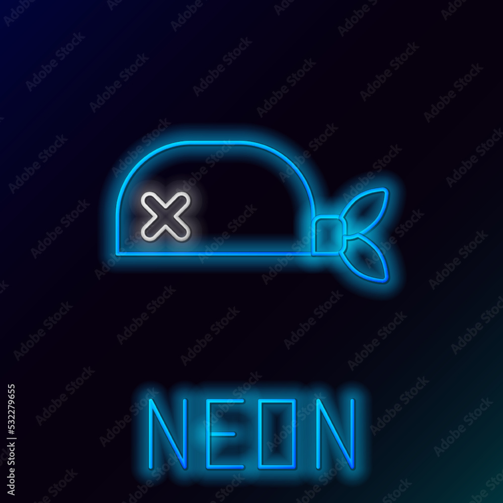 Glowing neon line Pirate bandana for head icon isolated on black background. Colorful outline concept. Vector Glowing neon line Pirate bandana for head icon isolated on black background. Colorful outline concept. Vector