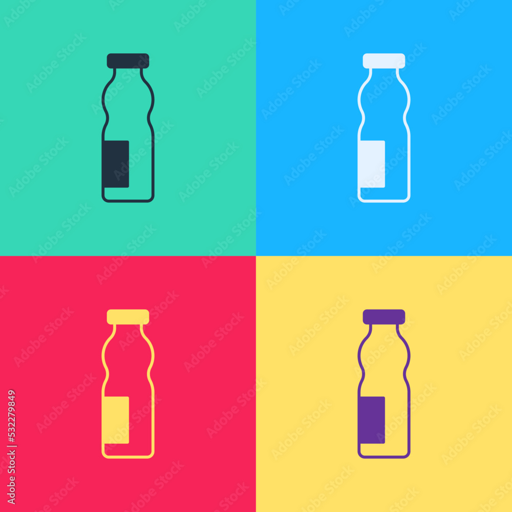 Pop art Drinking yogurt in bottle icon isolated on color background. Vector Pop art Drinking yogurt in bottle icon isolated on color background. Vector