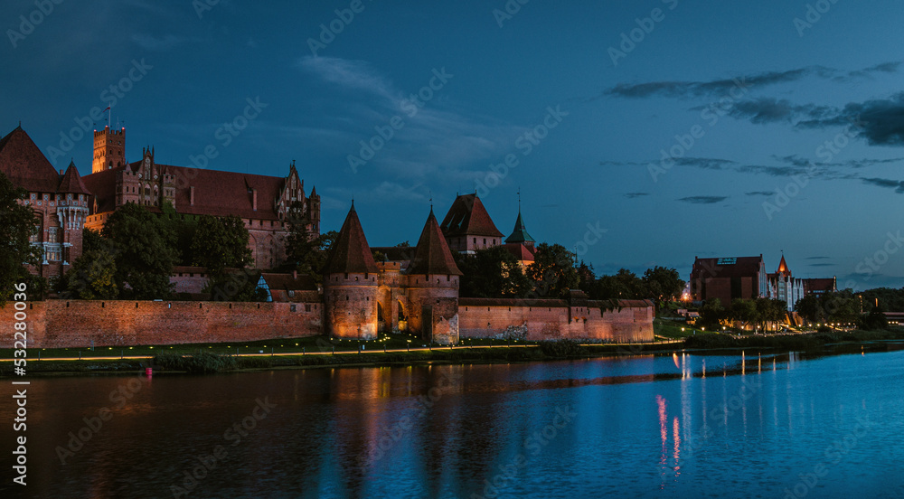 Malbork Castle at night
