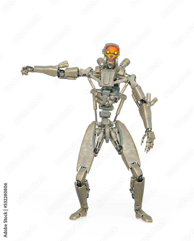 apocalipse cyborg is doing a side punch on white background apocalipse cyborg is doing a side punch on white background
