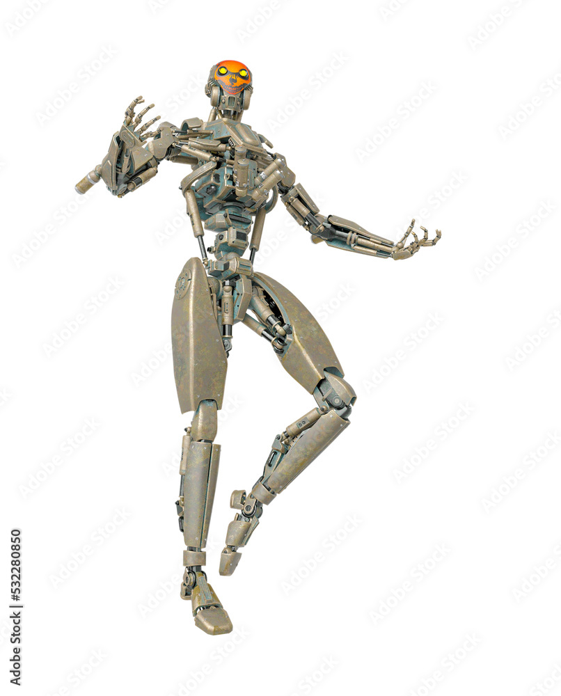 apocalipse cyborg is floating up on white background apocalipse cyborg is floating up on white background