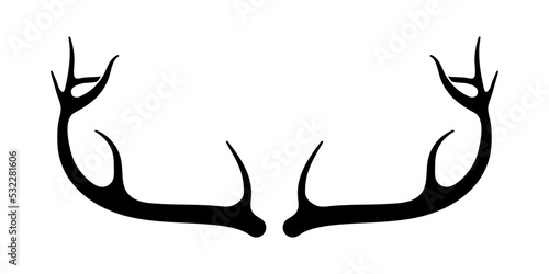 Deer antlers vector s. Hand drawn silhouettes of hunting trophies.Silhouette of the horns