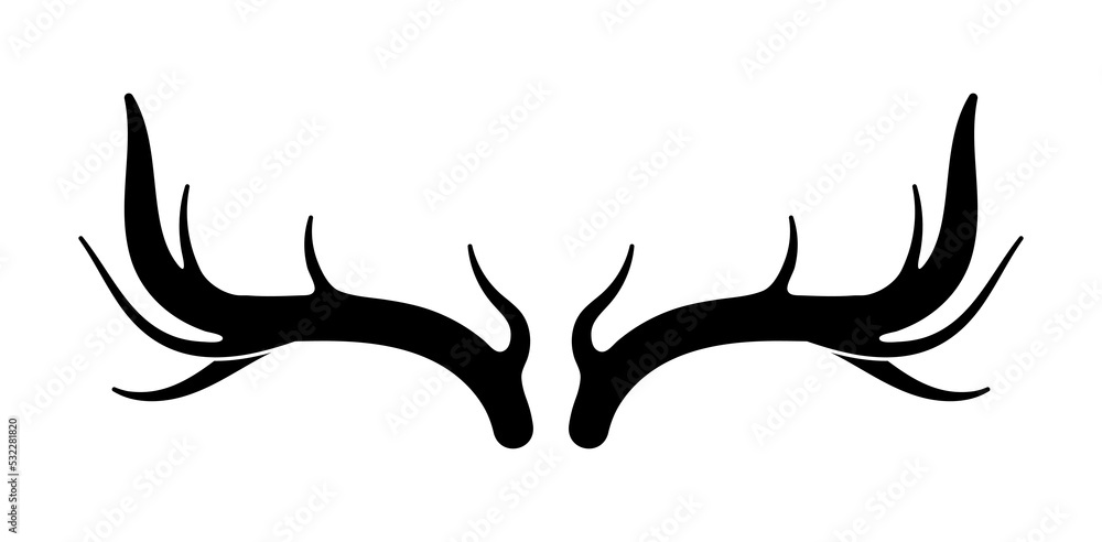 Deer antlers vector s. Hand drawn silhouettes of hunting trophies.Silhouette of the horns Deer antlers vector s. Hand drawn silhouettes of hunting trophies.Silhouette of the horns