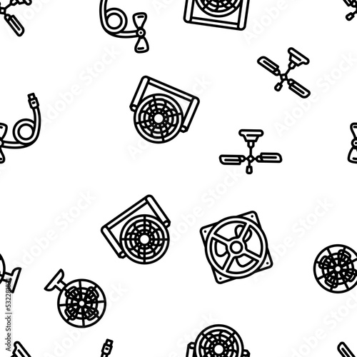 Fan Electronic Cooling Device vector seamless pattern thin line illustration