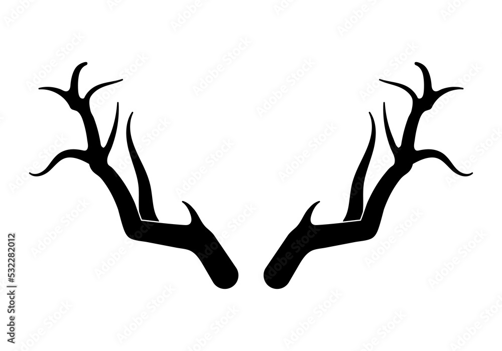 Deer antlers vector s. Hand drawn silhouettes of hunting trophies.Silhouette of the horns Deer antlers vector s. Hand drawn silhouettes of hunting trophies.Silhouette of the horns