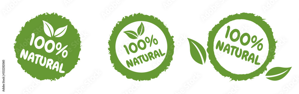 100% Green Healthy Organic Natural Eco Bio Food Products Label Stamp. Natural products stickers, label, badge and logo. Ecology icon. Logo template with green leaves for organic and eco friendly 100% Green Healthy Organic Natural Eco Bio Food Products Label Stamp. Natural products stickers, label, badge and logo. Ecology icon. Logo template with green leaves for organic and eco friendly