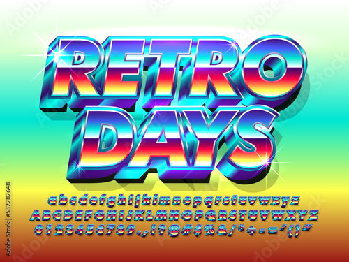 Bright Blue Metallic Retro Futurism Style Text Effect 
