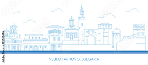 Outline Skyline panorama of city of Veliko Tarnovo, Bulgaria - vector illustration