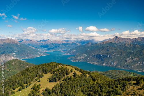 Panorama on Lake Como, photographed from Monte San Primo, with Bellagio and all the mountains that overlook it. 