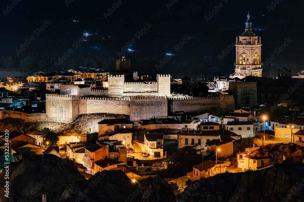 View Of Illuminated Cityscape During Winter , Guadix Spain