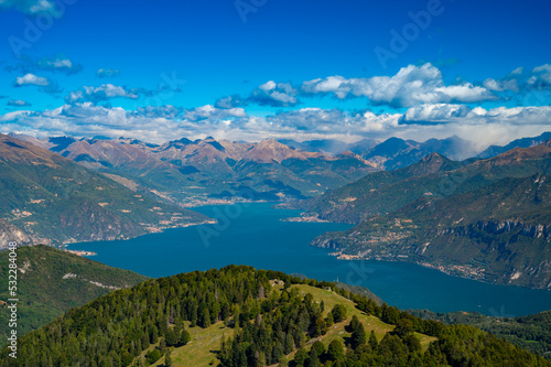 Panorama on Lake Como, photographed from Monte San Primo, with Bellagio and all the mountains that overlook it. 