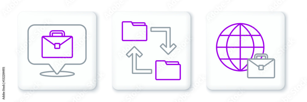 Set line Online working, and Cloud storage document folder icon. Vector Set line Online working, and Cloud storage document folder icon. Vector