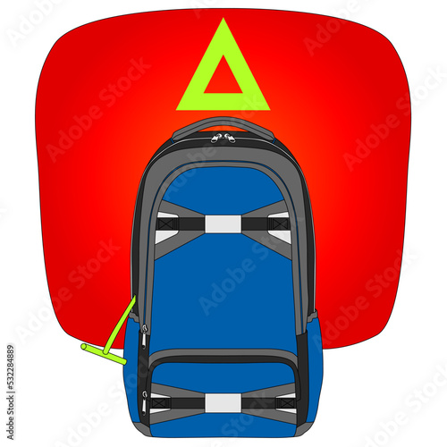 Avalanche irbag System, Avalanche backpack safety from snow avalanches for skiers and snowboarders Illustration