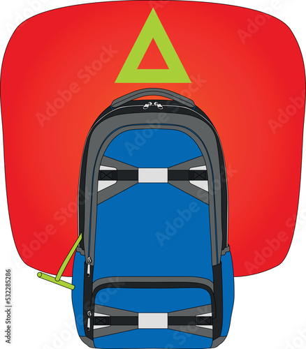 Avalanche irbag System, Avalanche backpack safety from snow avalanches for skiers and snowboarders Illustration