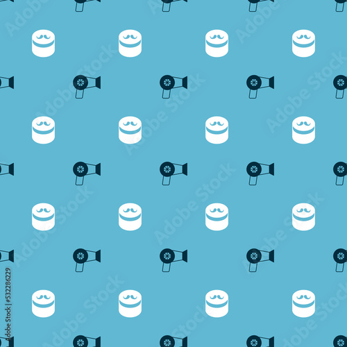 Set Hair dryer and Gel or wax for hair styling on seamless pattern. Vector