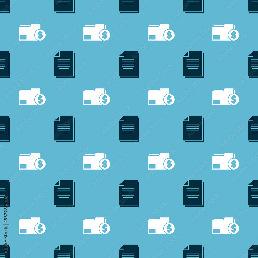 Set Document and Finance document folder on seamless pattern. Vector Set Document and Finance document folder on seamless pattern. Vector