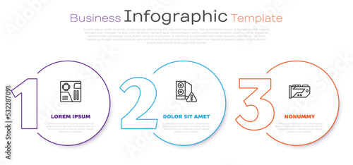 Set line Motherboard digital chip, Case of computer and Video graphic card. Business infographic template. Vector