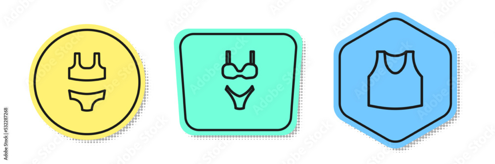 Obraz premium Set line Swimsuit, and Undershirt. Colored shapes. Vector
