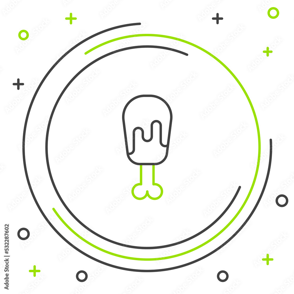 Line Chicken leg icon isolated on white background. Chicken drumstick. Colorful outline concept. Vector Line Chicken leg icon isolated on white background. Chicken drumstick. Colorful outline concept. Vector