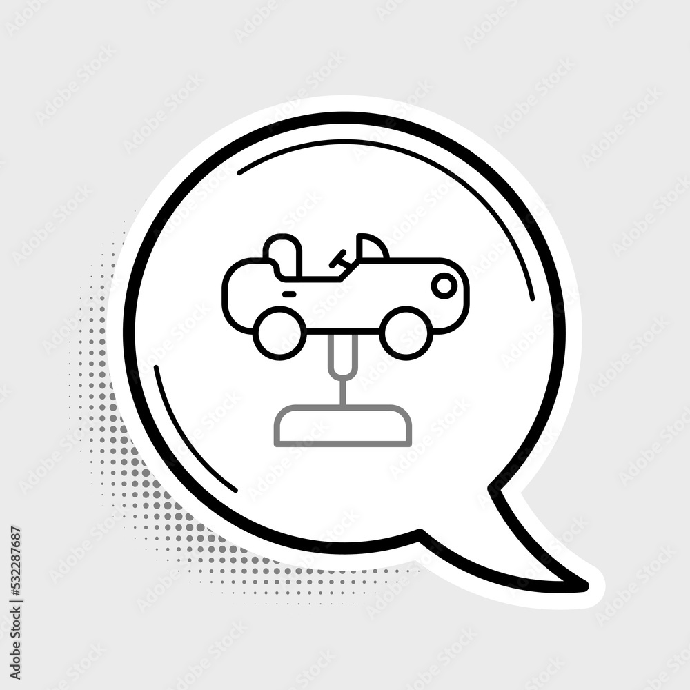 Line Swing car on the playground icon isolated on grey background. Childrens carousel with car. Amusement icon. Colorful outline concept. Vector Line Swing car on the playground icon isolated on grey background. Childrens carousel with car. Amusement icon. Colorful outline concept. Vector