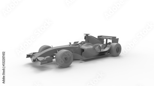 3D rendering of a motorsports race car blank computer generated model. V12 V10 fast aerodynamic race car. Championship compete extreme sports. auto automobile racer.