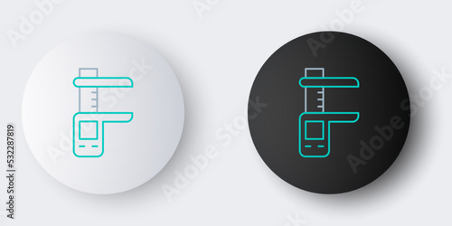 Line Calliper or caliper and scale icon isolated on grey background. Precision measuring tools. Colorful outline concept. Vector