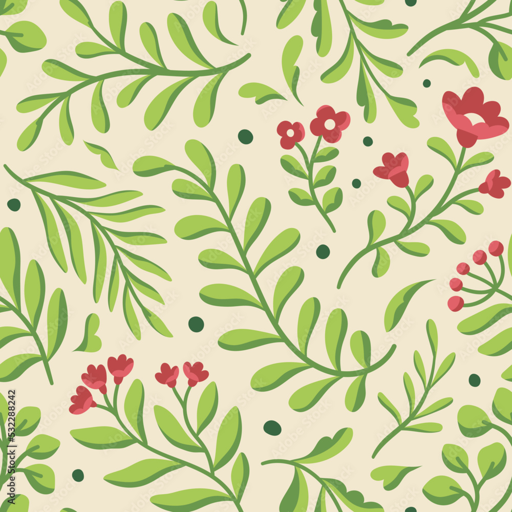 Hand drawn floral pattern. Seamless leaves vector background. Elegant colorful template for fashion print, fabric or wallpaper. Hand drawn floral pattern. Seamless leaves vector background. Elegant colorful template for fashion print, fabric or wallpaper.