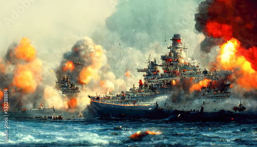 Canvastavla Sea battle war
