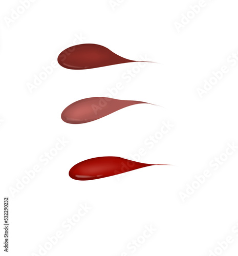 red lipstick colors isolated on white