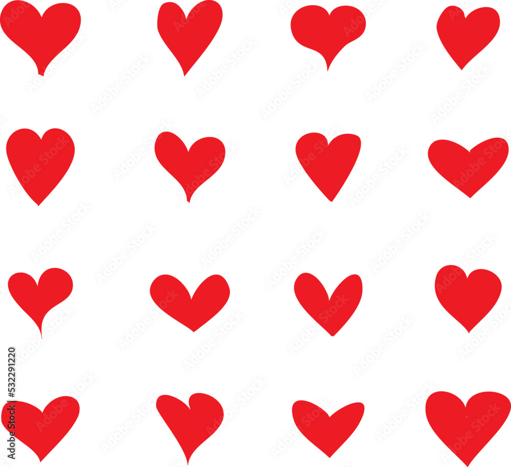 Red heart vector set. Love icons isolated on white background. Collection of flat heart symbol for love symbol, icon shape, greeting card and Valentine's day. Vector illustration, graphic design Red heart vector set. Love icons isolated on white background. Collection of flat heart symbol for love symbol, icon shape, greeting card and Valentine's day. Vector illustration, graphic design